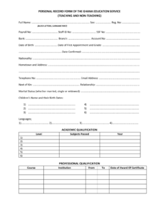 GES Personal Record Form